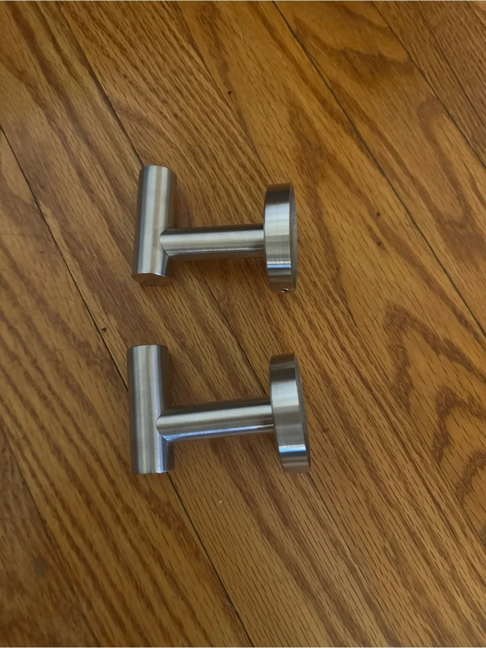 Brushed Nickel Double Wall Hooks - Modern Stainless Finish